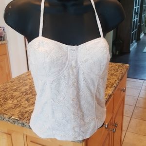 Cream lace corset style sleeveless top